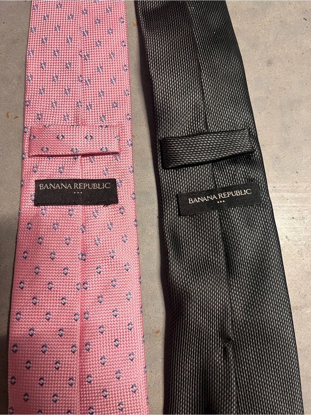 Banana Republic Pink Patterned & Black Solid Silk Ties Set